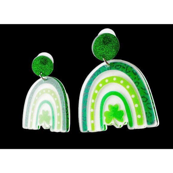 St Patrick's Day Earrings Shamrock Rainbow Shaped Dangle Whimsical New P… - Picture 5 of 12